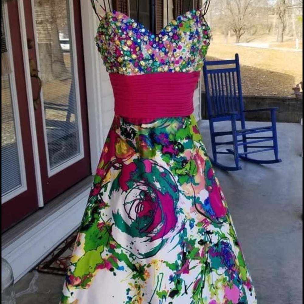 Night Moves Multi-Colored Prom Dress
